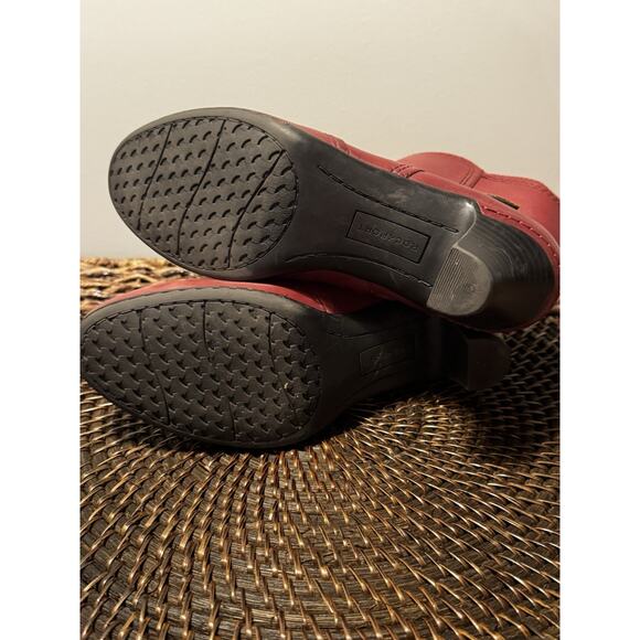 Rockport Cobb Ankle Boots Red Leather Women’s 8. 5 M Bootie Side Zip Winter Fall - Picture 9 of 10